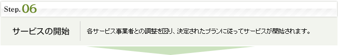 step6.サービスの開始：各サービス事業者との調整を図り、決定されたプランに従ってサービスが開始されます。